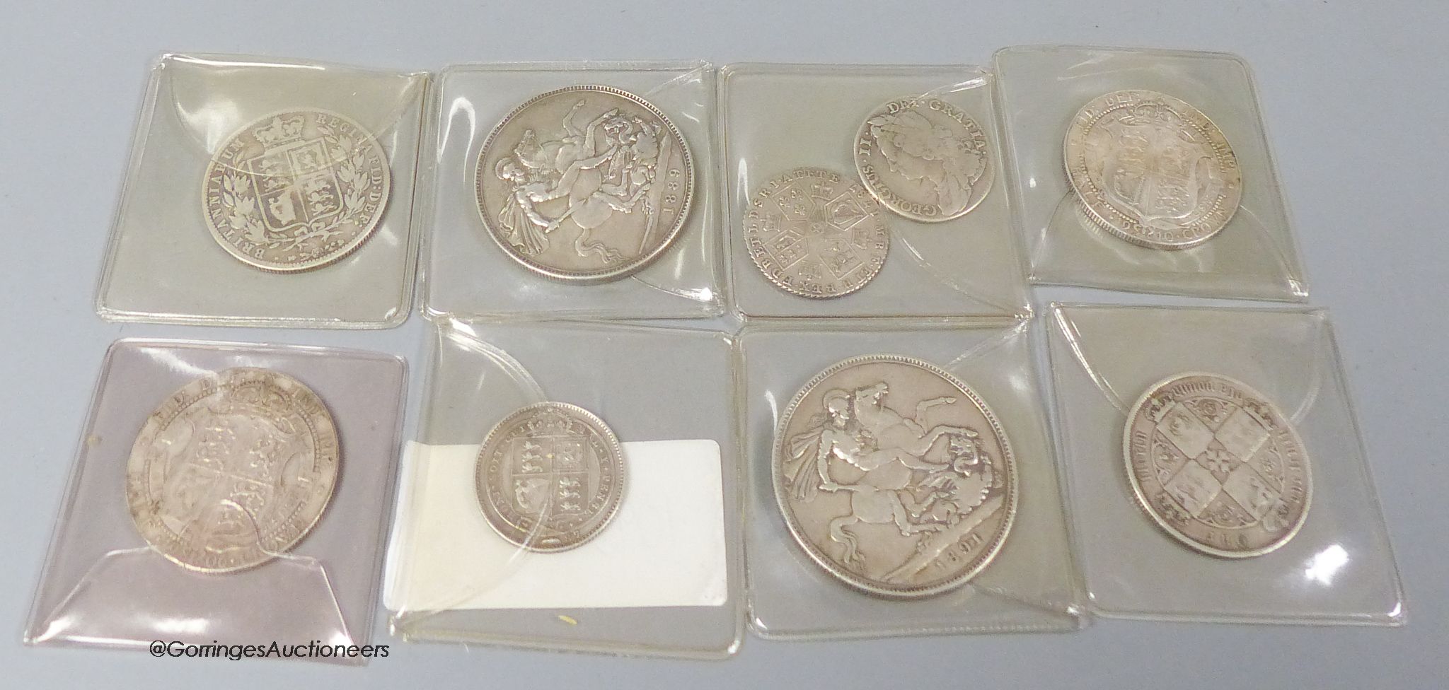 Nine various British silver coins, from 1748